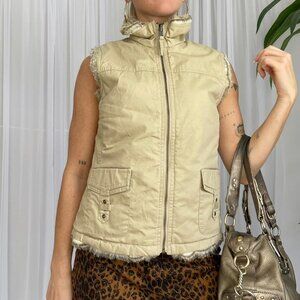 Tan And Cream Utility Vest